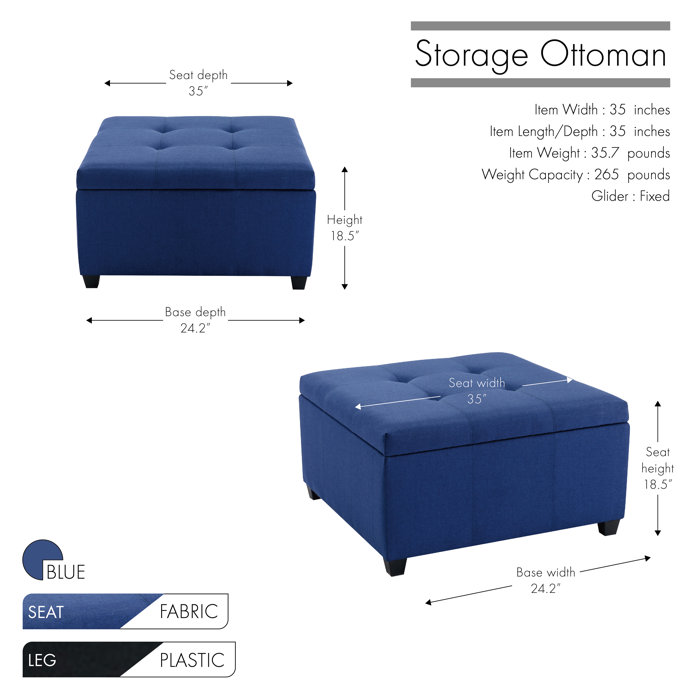 Wade Logan® Bagent Upholstered Storage Ottoman & Reviews | Wayfair